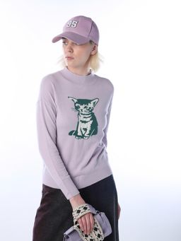 ONLY - Womens Woven Regular Fit Purple Sweater