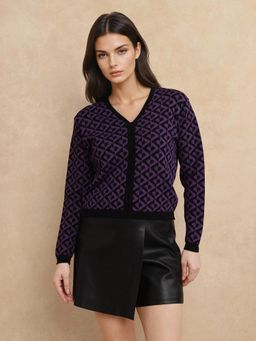 RAREISM - Women Dortyol Purple Printed Sweater