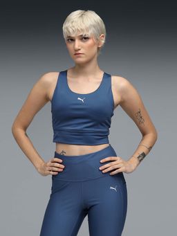 Puma - Womens Longline Padded Sports Bra Blue