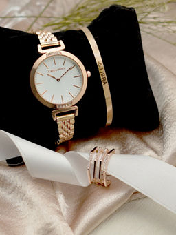 Joker and Witch - Joker & Witch White Stainless Steel Watch and Bracelet With Ring (Set of 3)