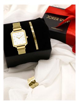 Joker and Witch - Joker & Witch White Love Triangle Watch & Bracelet With Ring For Women (Pack of 3) (JWLT42)