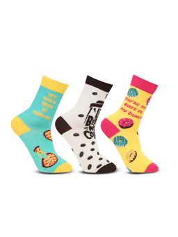 Bonjour - Women/Girl Foodie Designer Calf Length Socks (Pack of 3)