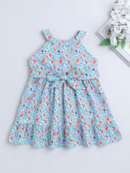 The Magic Wand - Blue Printed Knee Length Dress