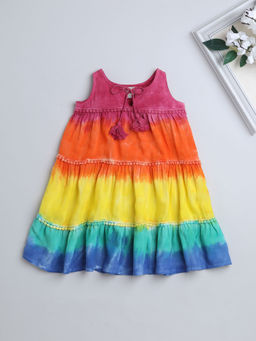 The Magic Wand - Multi-Color Tie & Dye Knee Length Dress