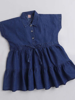 The Magic Wand - Blue Solid/Plain Knee Length Dress