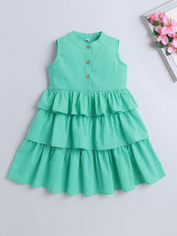 The Magic Wand - Green Solid/Plain Knee Length Dress
