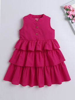 The Magic Wand - Magenta Solid/Plain Knee Length Dress