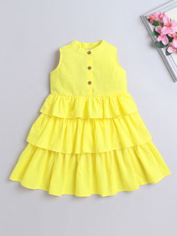 The Magic Wand - Yellow Solid/Plain Knee Length Dress
