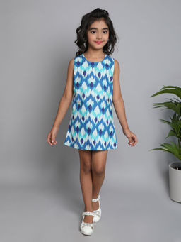 The Magic Wand - Blue Printed Knee Length Dress