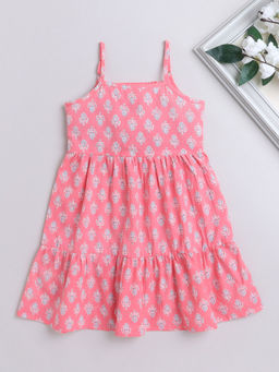 The Magic Wand - Pink Floral Knee Length Dress