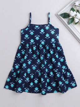 The Magic Wand - Blue Floral Knee Length Dress