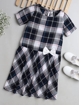 The Magic Wand - Black Checks Knee Length Dress