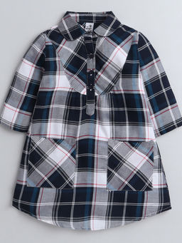 The Magic Wand - Grey Checks Knee Length Dress