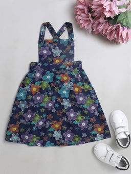 The Magic Wand - Navy Blue Printed Knee Length Dress