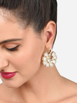 Zaveri Pearls - Gold Tone Peacock Inspired Austrian Diamond Studs Earring-ZPFK15888