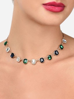 Zaveri Pearls - Multicolor Dazzling Stones Party Bling Party Necklace-ZPFK15958