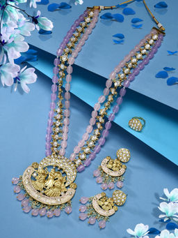 Zaveri Pearls - Multicolor Multistrand Meenakari Necklace Earring Ring Set-ZPFK16026