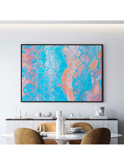 ARTCREST - Lagoon Blue Abstract Large Painting Black Box Framed Canvas Wall Art