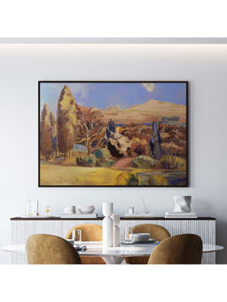 ARTCREST - Landscape of the Moon Abstract Large Painting Black Box Framed Canvas Wall Art