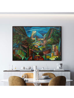 ARTCREST - Landschaft Large Painting Black Box Framed Canvas Wall Art