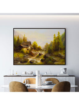 ARTCREST - Landschaft Large Painting Black Box Framed Canvas Modern Art