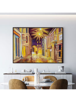 ARTCREST - Modern Street Abstract Large Painting Black Box Framed Canvas Wall Art