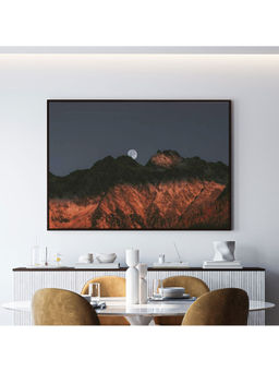 ARTCREST - Moon and Mountains Large Painting Black Box Framed Canvas Wall Art