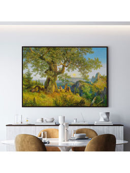 ARTCREST - Mountain Side Large Painting Black Box Framed Canvas Wall Art