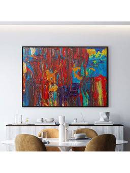 ARTCREST - Multicolored Abstract Art Large Painting Black Box Framed Canvas Wall Art