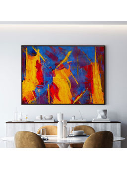 ARTCREST - Multicolored Abstract Art Large Painting Black Box Framed Canvas Wall Art