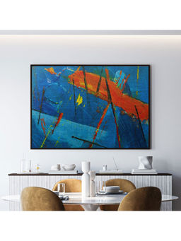 ARTCREST - Multicolored Abstract Large Painting Black Box Framed Canvas Wall Art