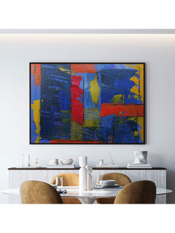 ARTCREST - Multicolored Abstract Large Painting Black Box Framed Canvas Wall Art