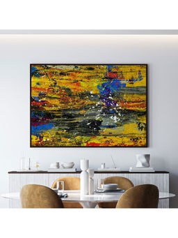 ARTCREST - Multicolored Abstract Painting Black Box Framed Canvas Wall Art