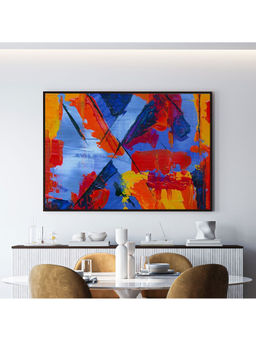 ARTCREST - Multicolored Abstract Wall Art Black Box Framed Canvas Modern Painting