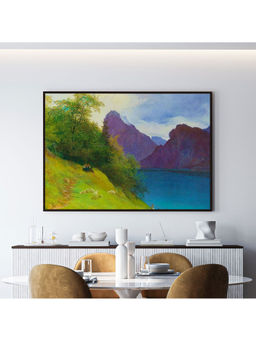 ARTCREST - Near the River Large Painting Black Box Framed Canvas Wall Art