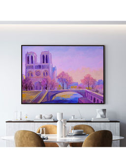 ARTCREST - Notre Dame De Paris Large Painting Black Box Framed Canvas Wall Art