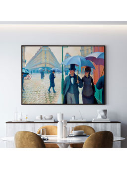 ARTCREST - Paris Street Rainy Day by Gustave Caillebotte Painting Black Box Framed Canvas Wall Art