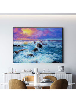 ARTCREST - Purple Sunset Large Painting Black Box Framed Canvas Wall Art