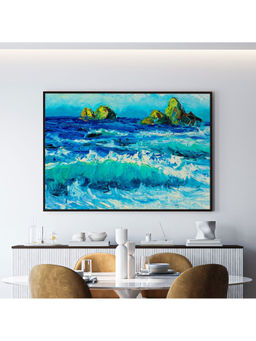 ARTCREST - Seawave Large Painting Black Box Framed Canvas Wall Art