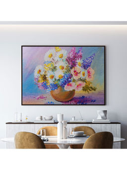 ARTCREST - Summer Flowers Large Painting Black Box Framed Canvas Wall Art