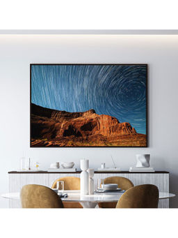 ARTCREST - Swirling Stars in a Night Sky Large Painting Black Box Framed Canvas Wall Art
