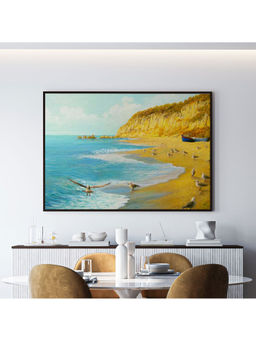 ARTCREST - The Beach Large Painting Black Box Framed Canvas Wall Art