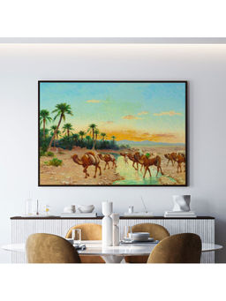ARTCREST - The Caravan Large Painting Black Box Framed Canvas Wall Art