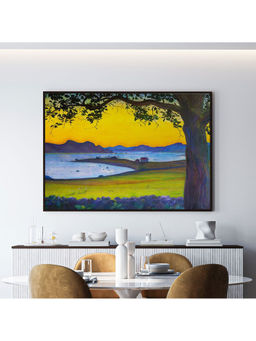 ARTCREST - The Fisherman’s Cottage Large Painting Black Box Framed Canvas Wall Art