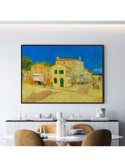 ARTCREST - The Yellow House by Vincent Van Gogh Painting Black Box Framed Canvas Wall Art