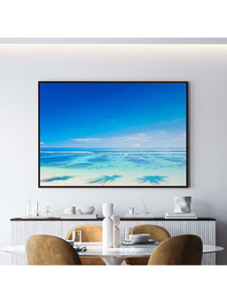 ARTCREST - Tropical Beach Large Painting Black Box Framed Canvas Wall Art