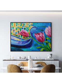 ARTCREST - Tulips Large Painting Black Box Framed Canvas Wall Art