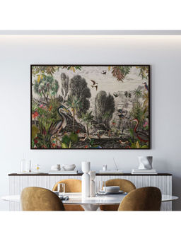 ARTCREST - Ungle Tropical Forest Large Painting Black Box Framed Canvas Wall Art