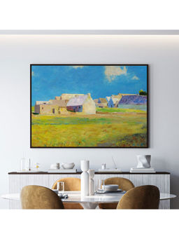ARTCREST - Village Side Large Painting Black Box Framed Canvas Wall Art