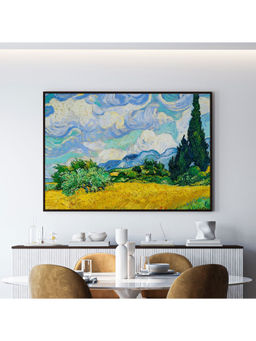 ARTCREST - Wheat Field by Vincent Van Gogh Large Painting Black Box Framed Canvas Wall Art